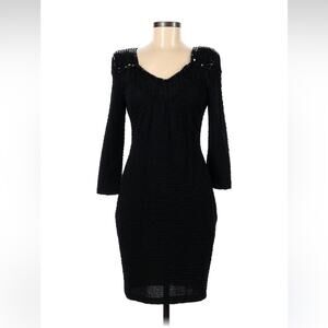 Vintage 80s Absolutely sequin and fringe black wiggle cocktail party dress, 9